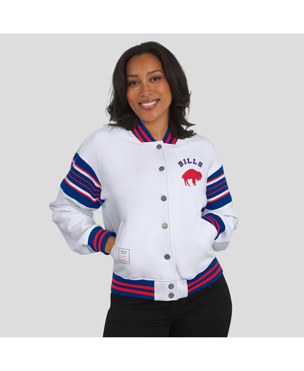 Wear By Erin Andrews Women's White Buffalo Bills Full-snap Fleece Sweatshirt Jacket In White