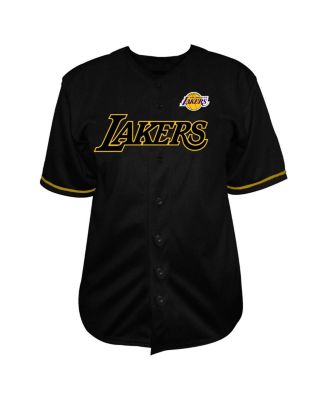 Men's LeBron James Black Los Angeles Lakers Big Tall Name Number Button-Up Jersey