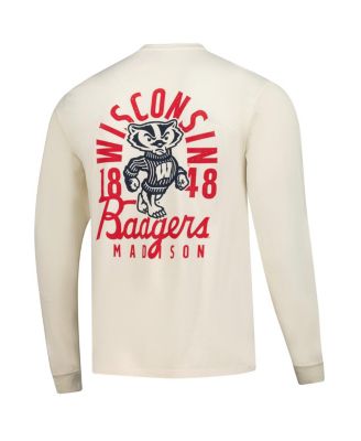 Men's Natural Wisconsin Badgers Comfort Colors Mascot Overlay Long Sleeve T-Shirt