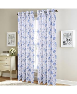 Meadow Metallic Sheer Printed Doily Curtain Panel