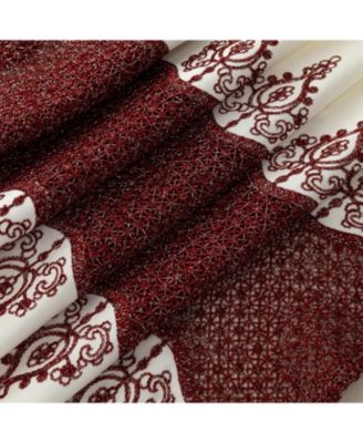 Debbie Macrame Construction 3" Rod Pocket Curtain Panel 54" x 90" Beige/Burgundy