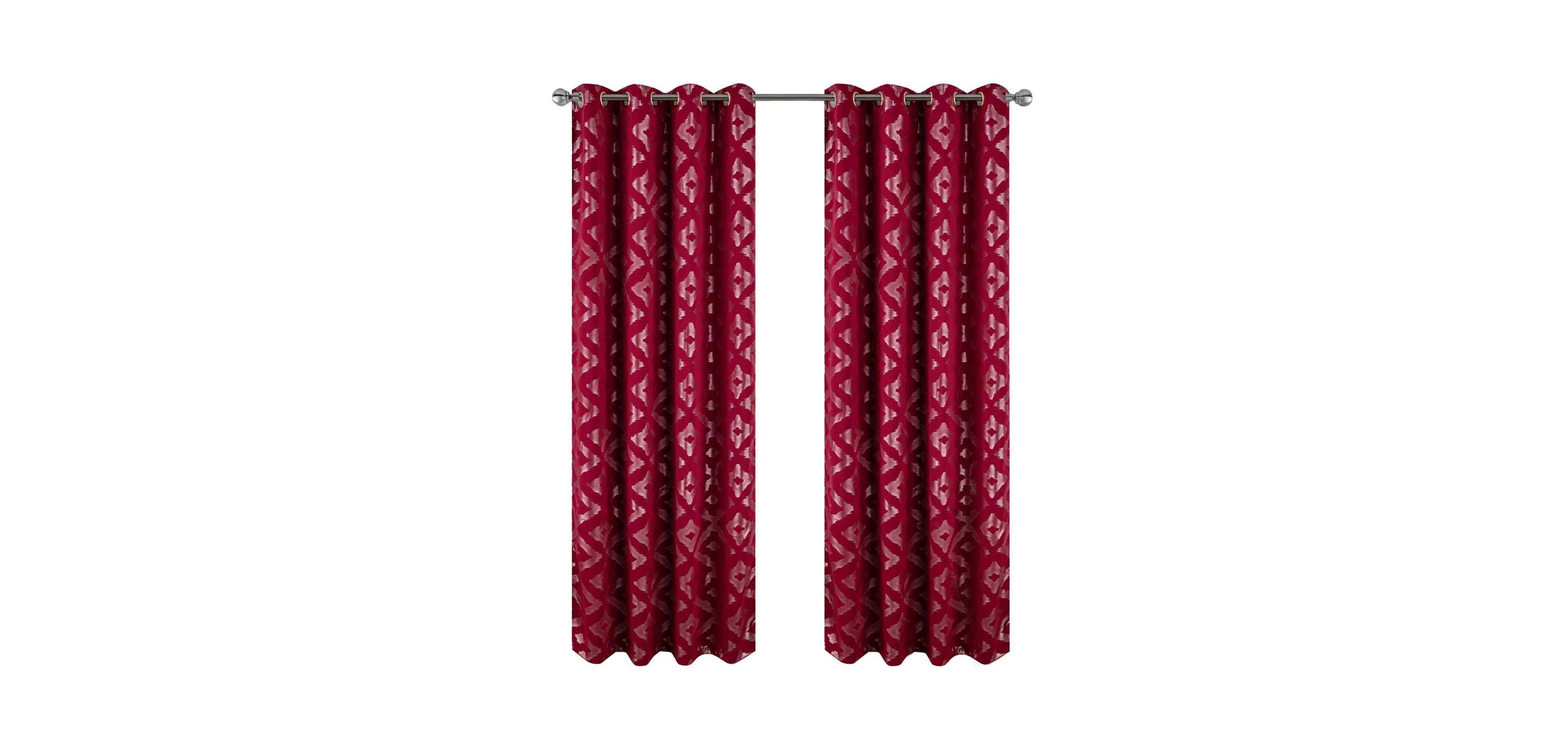 Rt Designer Collection Heathrow Halo Foil Blackout Luxurious Decorative Grommet Curtain Panel 54" x 90" Red