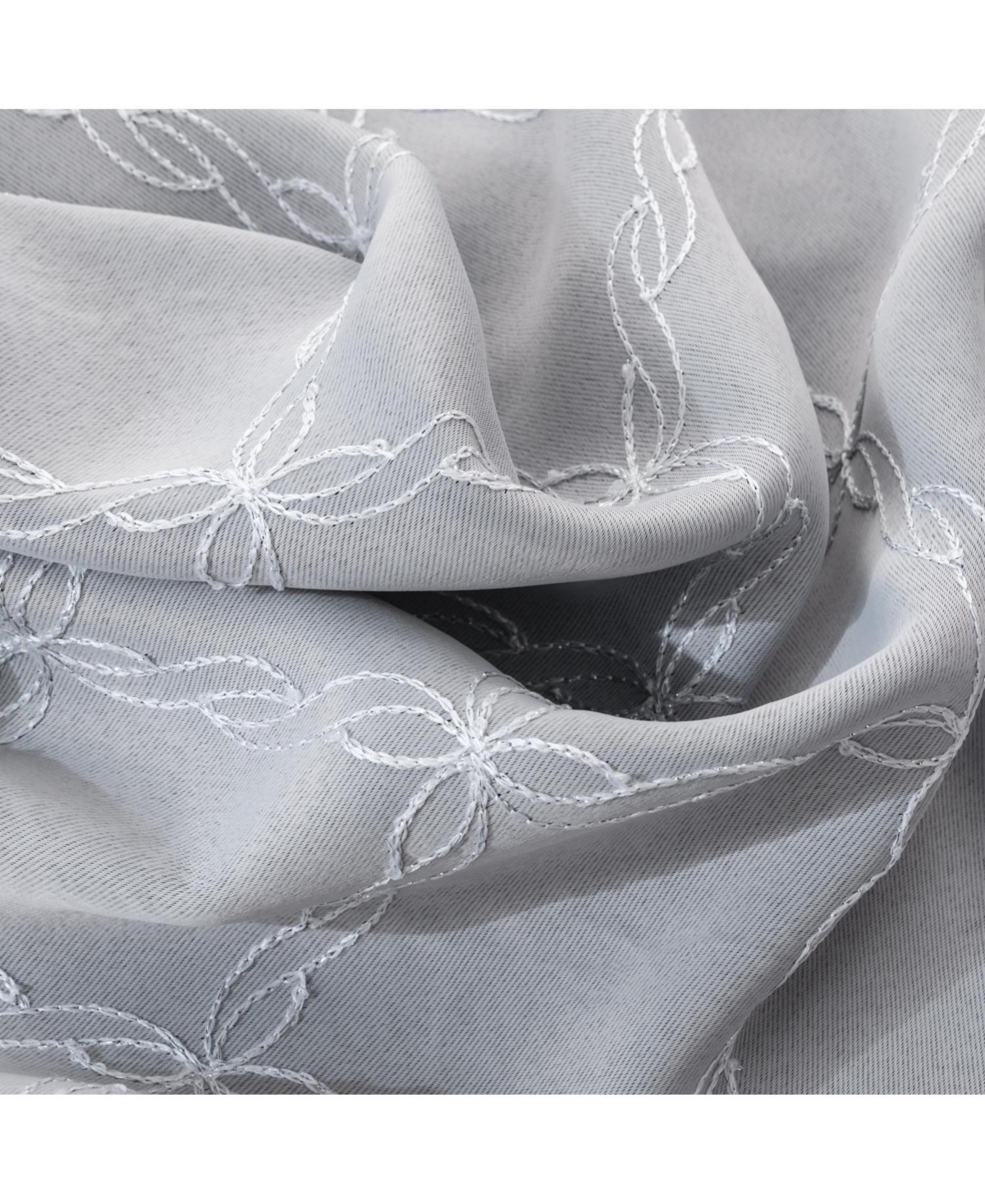 Rt Designer Collection Gable Embroidered Blackout Luxurious Decorative Grommet Curtain Panel 54" x 95" Silver