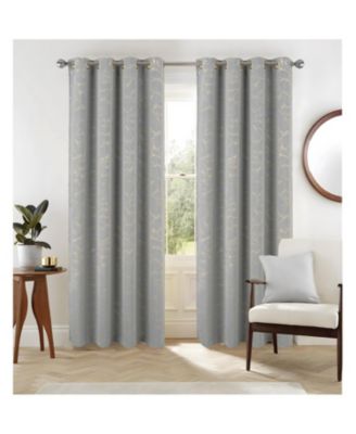 RT Designer Collection Heidi Halo Foil Blackout Luxurious Decorative Grommet Curtain Panel 54" x 90" Silver