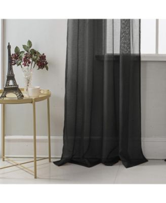 RT Designer Collection Celine Sheer Luxurious Modern Design Curtain Panel 54" x 84" Black