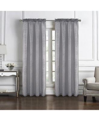Andrea Emb Metallic Doily Rod Pocket Room Darkening Curtain Panels for Bedroom 54" x 95" Charcoal