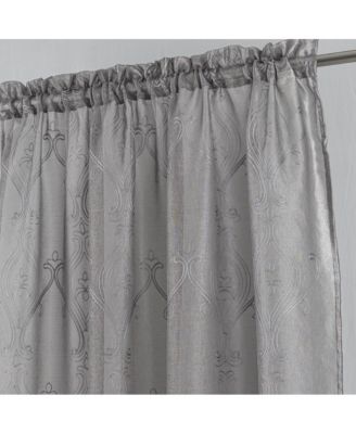 Pearl Emb Metallic Doily Rod Pocket Room Darkening Window Curtain Panel for Bedroom 54" x 95" Charcoal