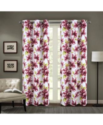 RT Designer Collection April Printed Blackout Luxurious Decorative Grommet Curtain Panel 54" x 84" Burgundy