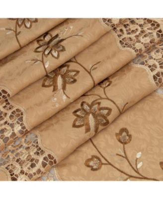 RT Designer Collection Antonia Macrame Luxurious Decorative Rod Pocket Curtain Panel 54" x 84" Gold