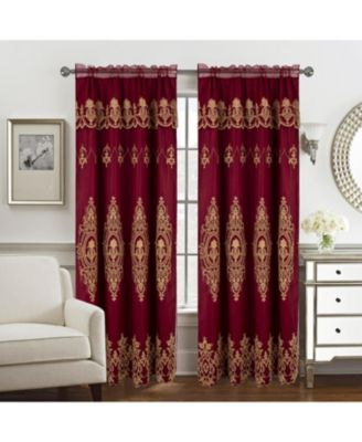 Daisy Embroidery Curtain Panel With Attached Valance