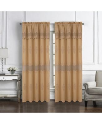 Debbie Macrame Construction 3" Rod Pocket Curtain Panel 54" x 84" Gold/Gold