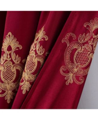 Debbie Macrame Construction 3" Rod Pocket Curtain Panel 54" x 90" Burg/Gold