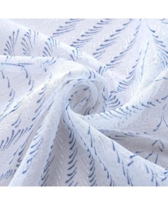 Faye Grommet Metallic Sheer Printed Doily Curtain Panel 54" x 84" Blue