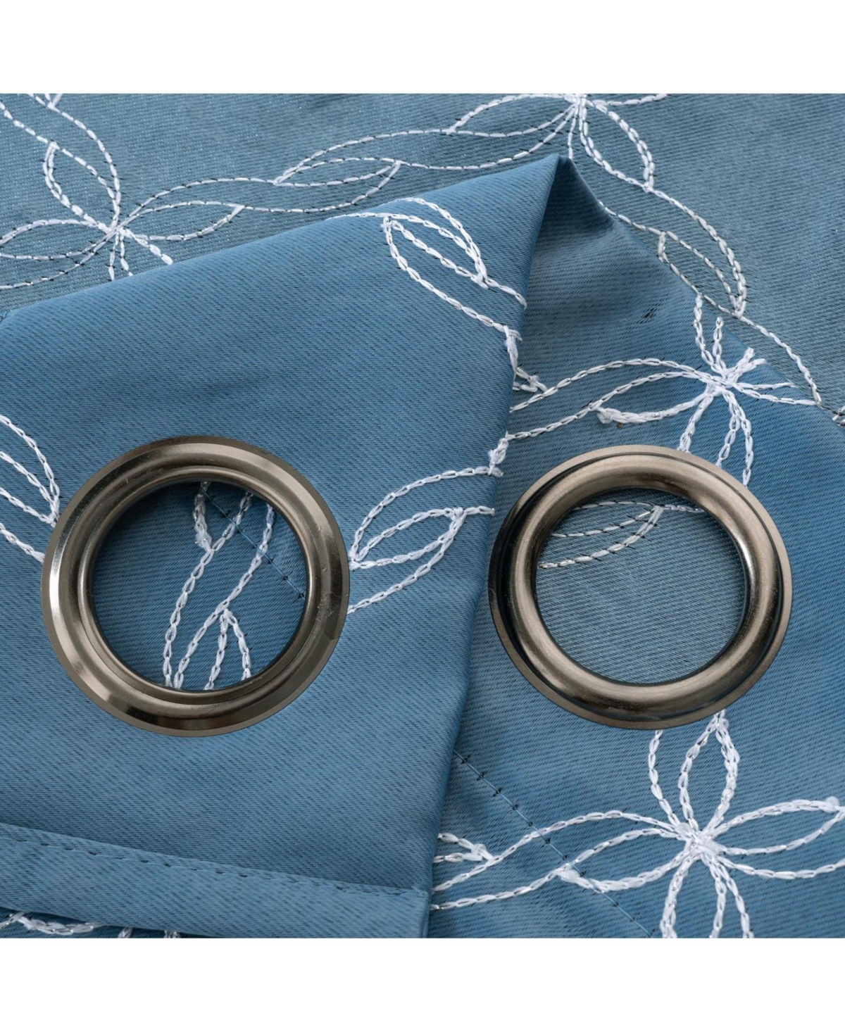 Rt Designer Collection Gable 2 Pack Embroidered Blackout Luxurious Decorative Grommet Curtain Panel 36" x 84" Slate Blue