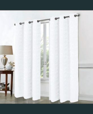 RT Designer Collection Calypso Shimmer Jacquard 2 Pack Grommet Curtain Panel Pair 36" x 84" White