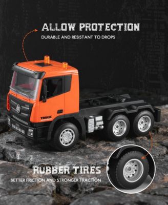 RC Semi Truck & Excavator Toy Set, 1:24 Remote Control Construction Vehicles with Lights & Sound