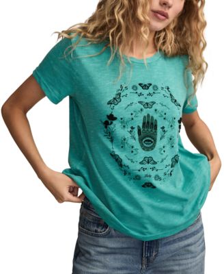 Lucky Brand - Women's Hamsa Butterfly Frame Crewneck Top