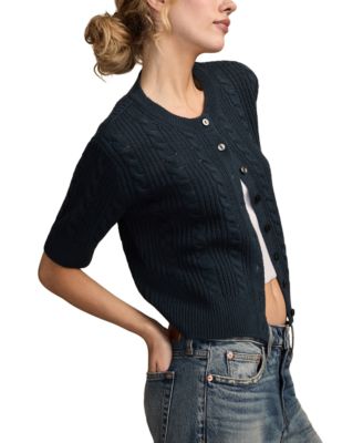 Women's Short-Sleeve Cable Cardigan