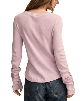 Women's Cutwork Notch Neck Top