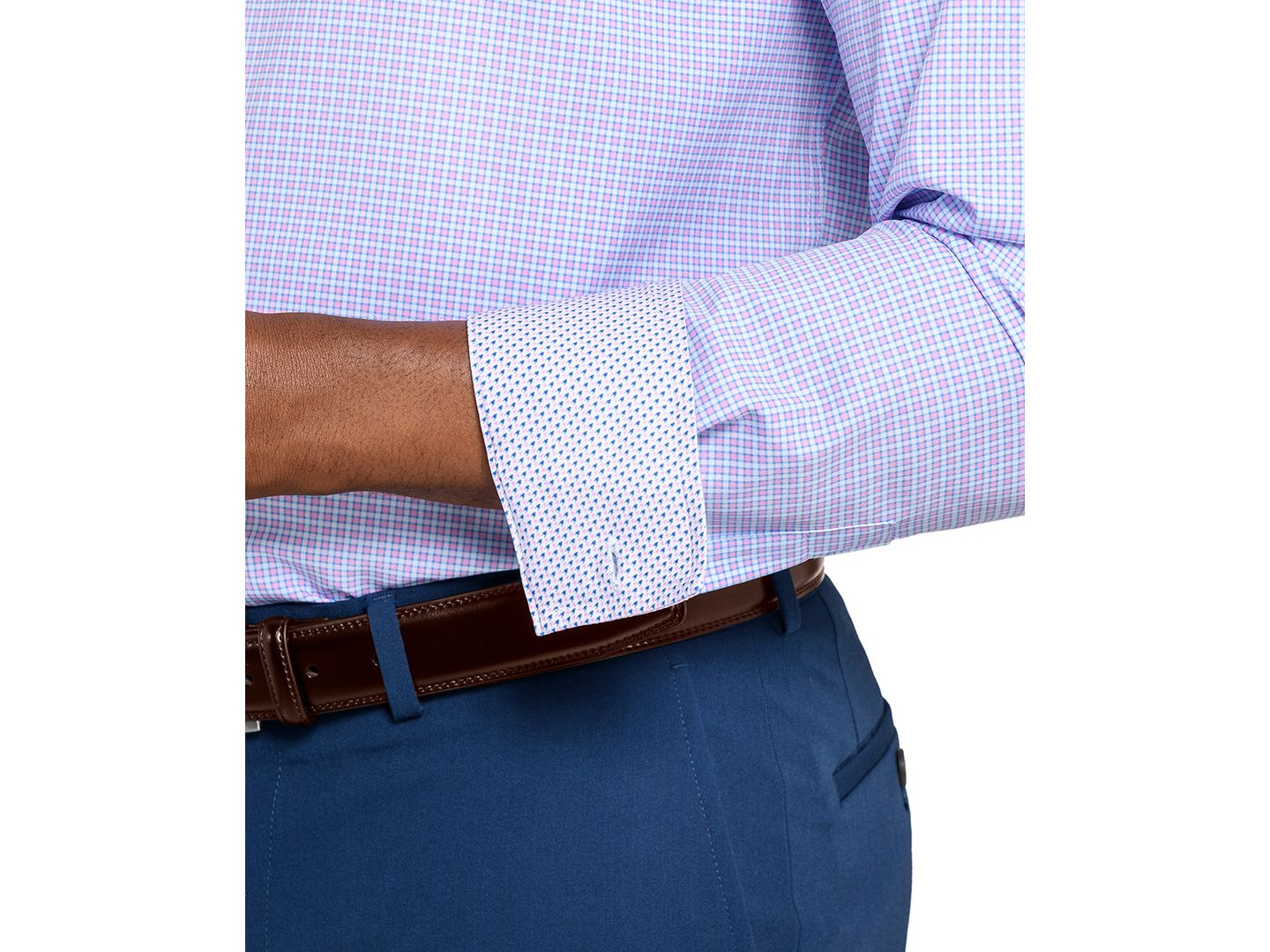 Мужская рубашка ConStruct Long-Sleeve Dress Shirt, цвет: Синий розовый — фото 4