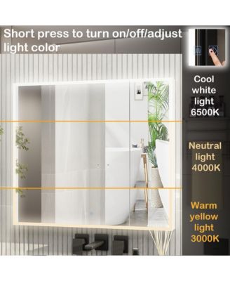 Bathroom Cabinet with Mirror Doors, Wall-Mounted Mirror Cabinet with Storage