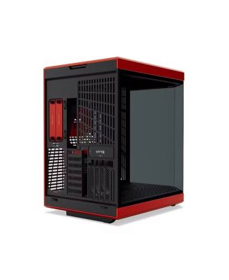 Y70 Dual Chamber Modern Aesthetic Panoramic Tempered Glass EATX Mid-Tower Computer Case, Red
