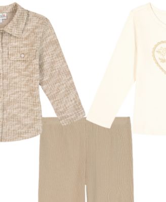 Girls' 4-6X Long-Sleeve T-Shirt, Shacket, and Leggings, 3-Piece Set