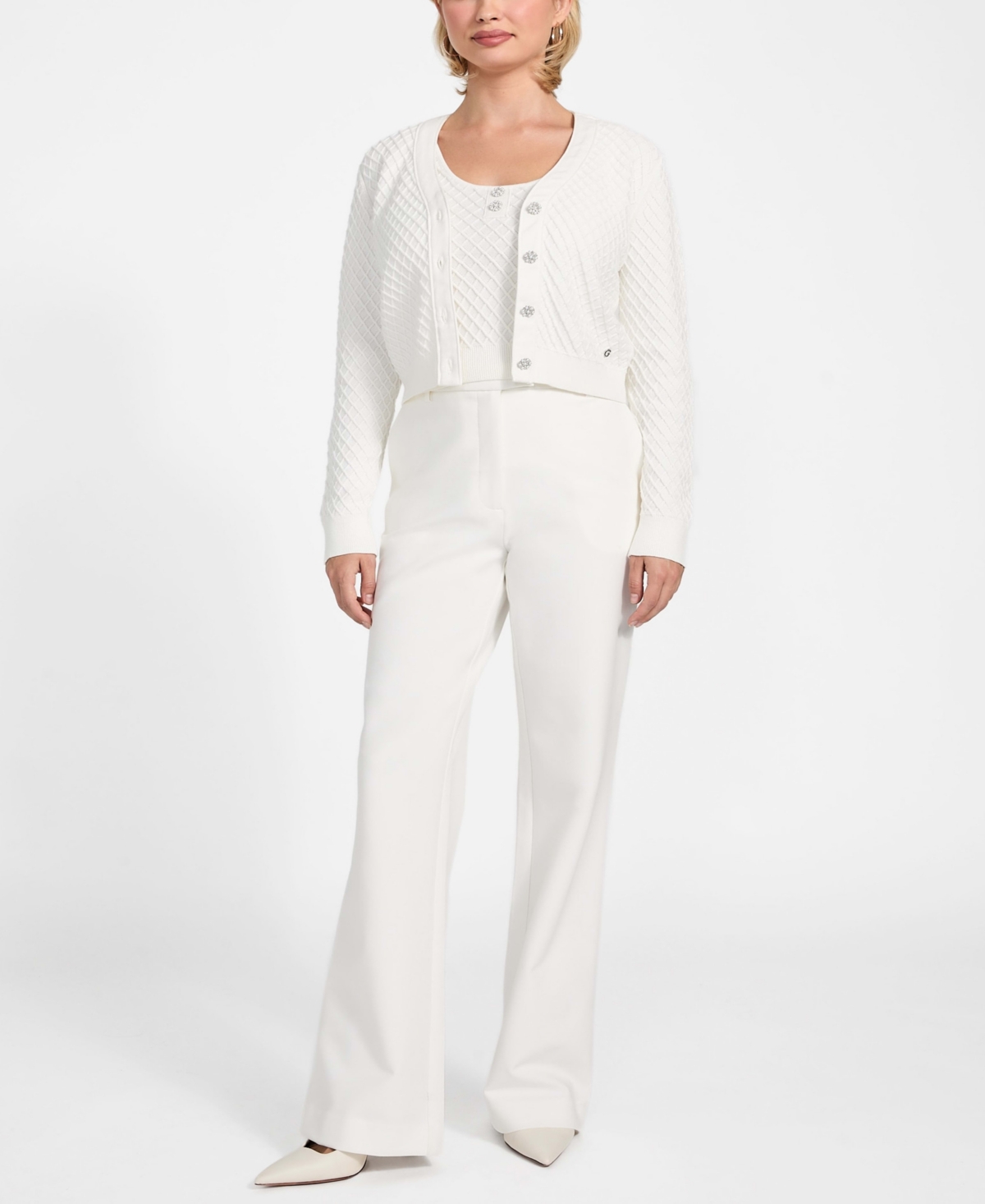 Guess Women's Long-Sleeve V-Neck Lylah Cardigan Sweater