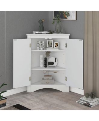 CASAINC 31.5"H MDF Adjustable Shelves, Kitchen/Home Freestanding Storage Triangle Corner Cabinet