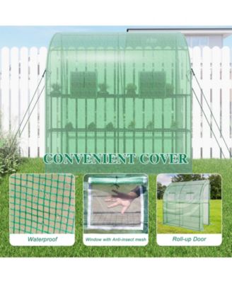 Walk-In Portable Greenhouse with Two Zipper Doors, 6.3ft x 3.3ft x 7.2ft