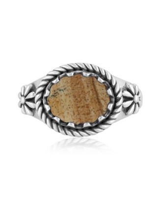 Sterling Silver Picture Jasper East West Ring