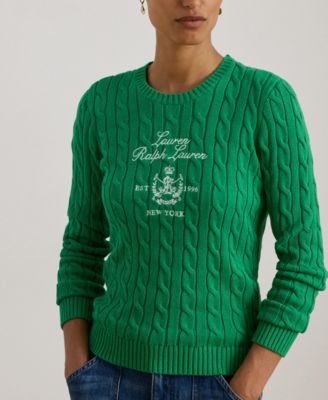 Plus Size Embroidered-Crest Long-Sleeve Sweater