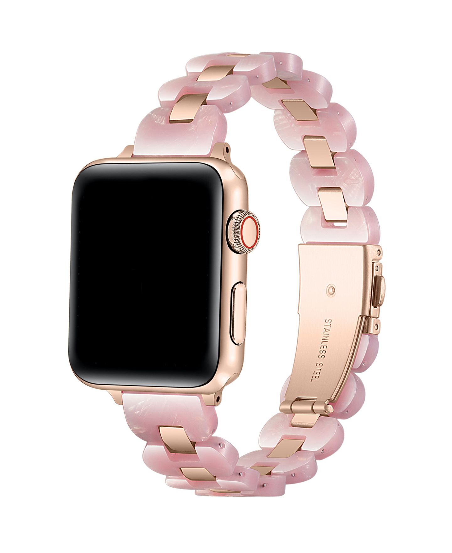 Женский ремешок для часов Posh Tech Aria Scalloped Resin Stainless Steel Band for Apple Watch, цвет: Черепаховый / Золотой, вариант 1 — фото 1