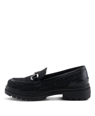 Nacarri Women's Textured Fabric Upper Slip-On Loafer With Gold-Toned Detail, Cushioned Insole