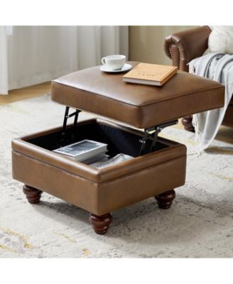 Sabina Transitional 27" Wide Ottoman with Solid Wood Legs