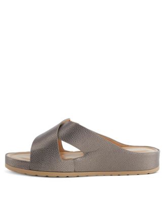 Women s RUTHA Criss-Cross Strap Slide Sandals with Gold Buckle and Padded Insole