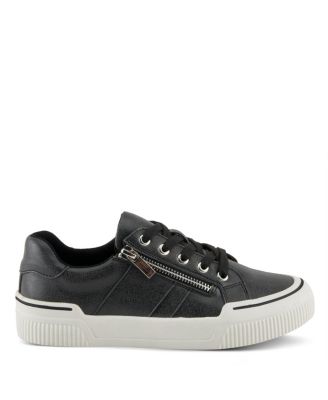 Women's DARAH Lace-Up Sneakers with Side Zipper and Metallic Accents