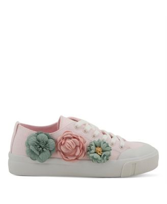Women's FLEUR Floral Applique Lace-Up Canvas Sneakers