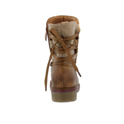 Women s DAWNA Sculpted Heel Booties with Faux Wool Shaft and Back Lace Detail