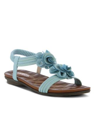 Women s Nectarine Floral T-Strap Sandal with Elastic Back and Quilted Footbed