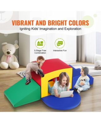 5-Piece Foam Toddler Climbing Playset with Ramp, Tunnel and Easy-Clean Design