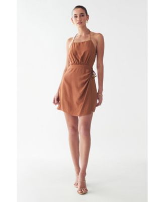 semi formal brown dress A-Line Off Shouder Satin Brown Long Prom Dress, Brown Long Formal Dres –  toptby main image 1