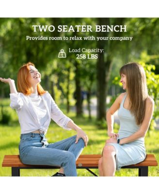 Outdoor Bench, 47" Backless Acacia Wood Garden Bench Seat,