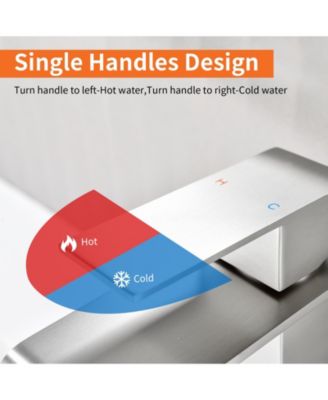 Single-Handle Waterfall Bathroom Sink Faucet in Lead-Free 304 Stainless Steel with Hot/Cold Water Function