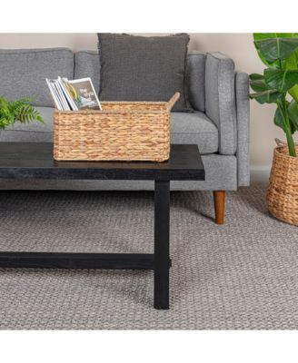 Rectangular Handwoven Water Hyacinth and Seagrass Basket with Handles