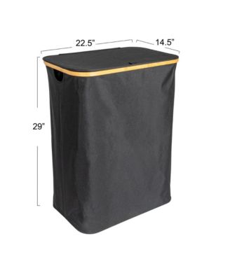 Sleek Laundry Hamper with Dual Mesh Liners and Lid, Black