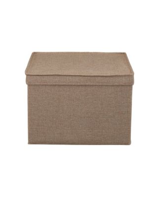 Square Storage Box With Lid, 15”x15”x10”, Latte