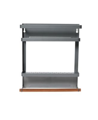 Grey Metal Magnetic Organizer with Towel Rack, Wall-Mount Storage Shelf