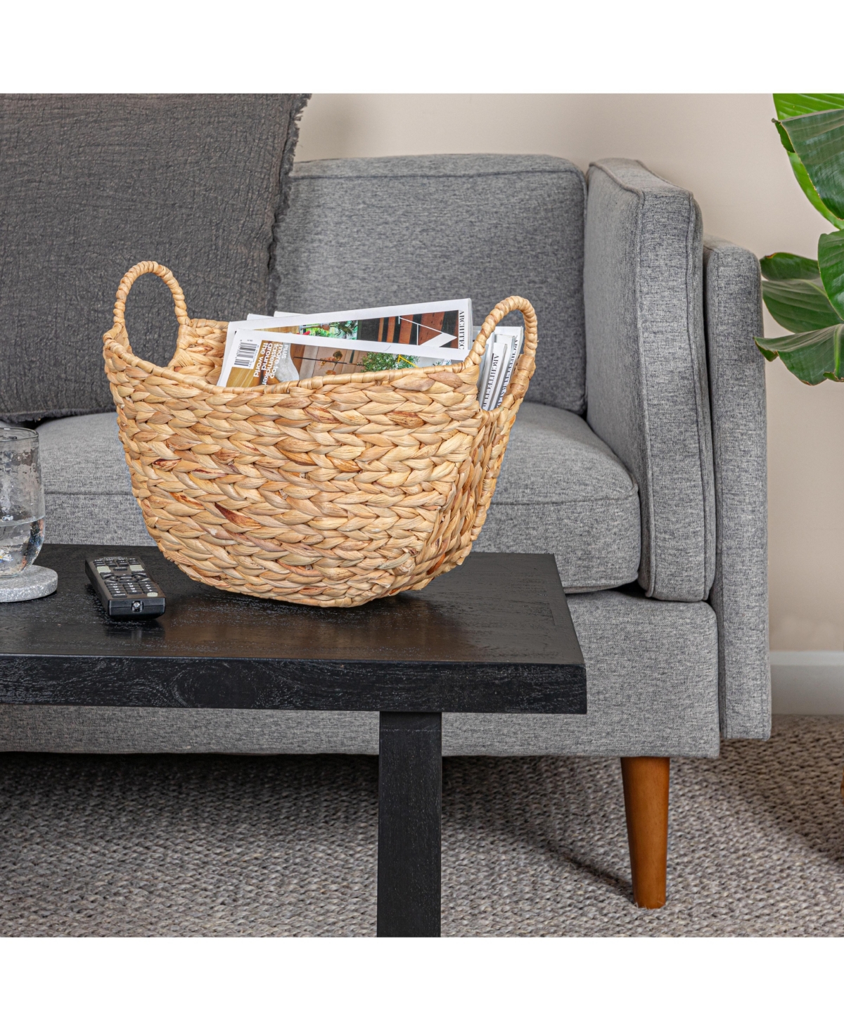 Household Essentials Water Hyacinth Basket with Handles