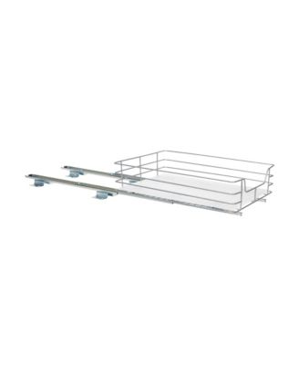 Glidez Steel Pull-Out Storage Organizer, 1-Tier Design, Brushed Silver